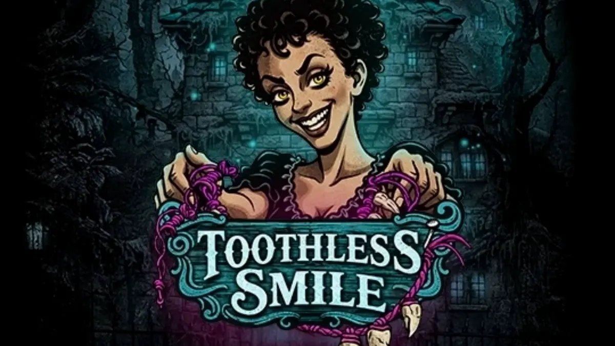 Interface do jogo de slot Toothless Smile com tema de horror odontológico