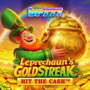 Interface do jogo Leprechaun’s Gold Streak Hit The Cash com símbolos temáticos