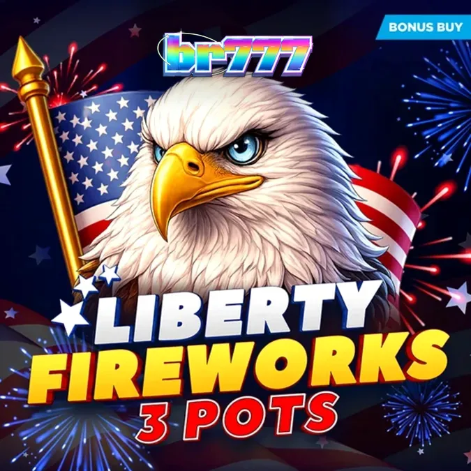 Interface vibrante do slot Liberty Fireworks 3 Pots com fogos de artifício